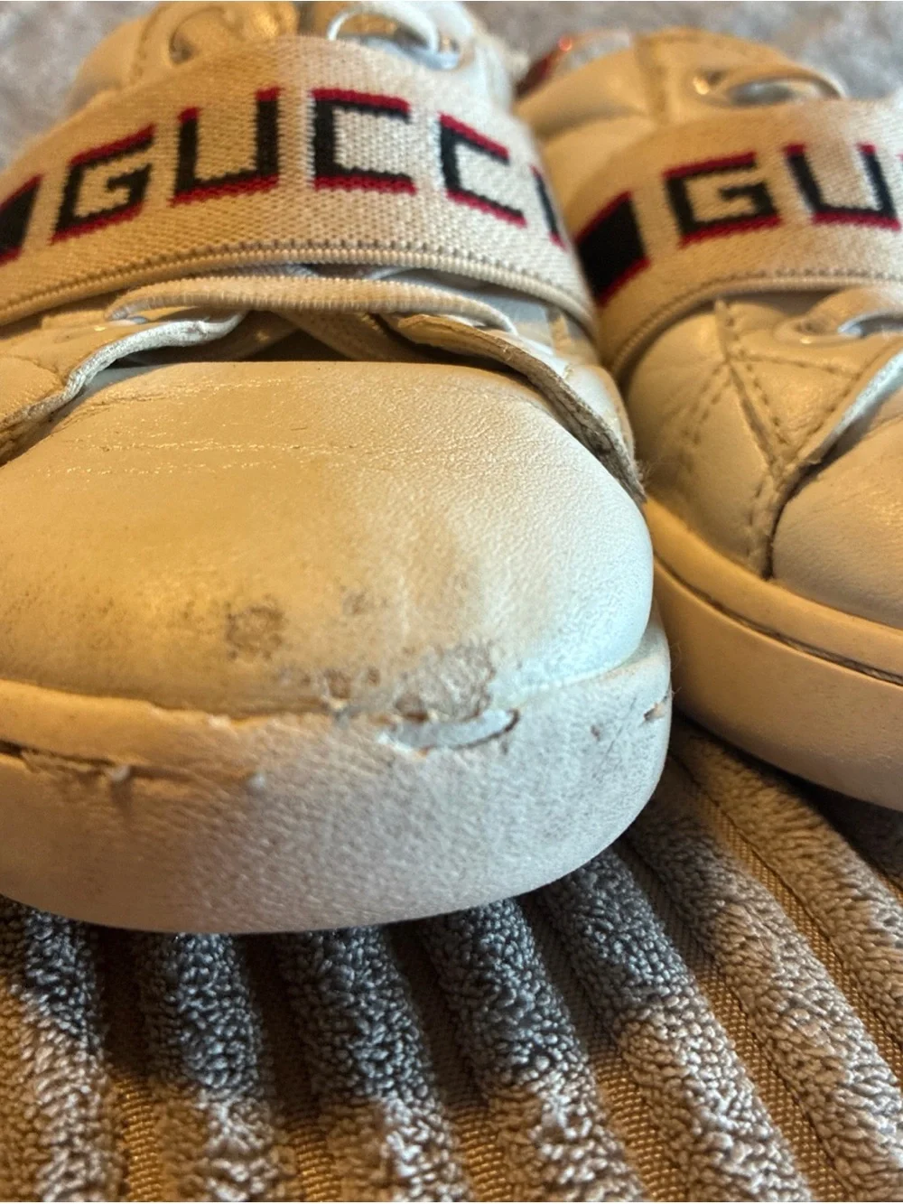 Gucci Ace Leather Logo Stripe Sneaker Kids 3-4y See Pictures